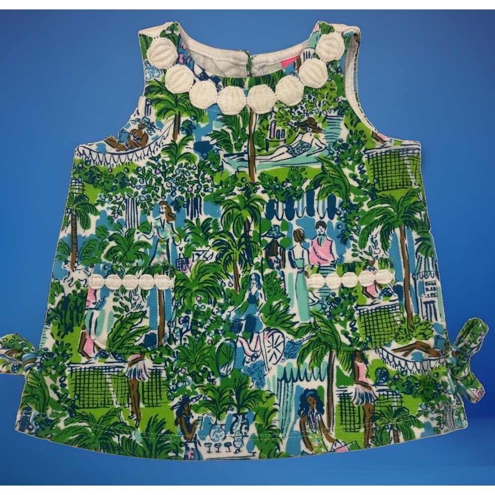 Lilly Pulitzer 3-6 Months Green On Holiday BABY KNIT SHIFT DRESS 3m 6m